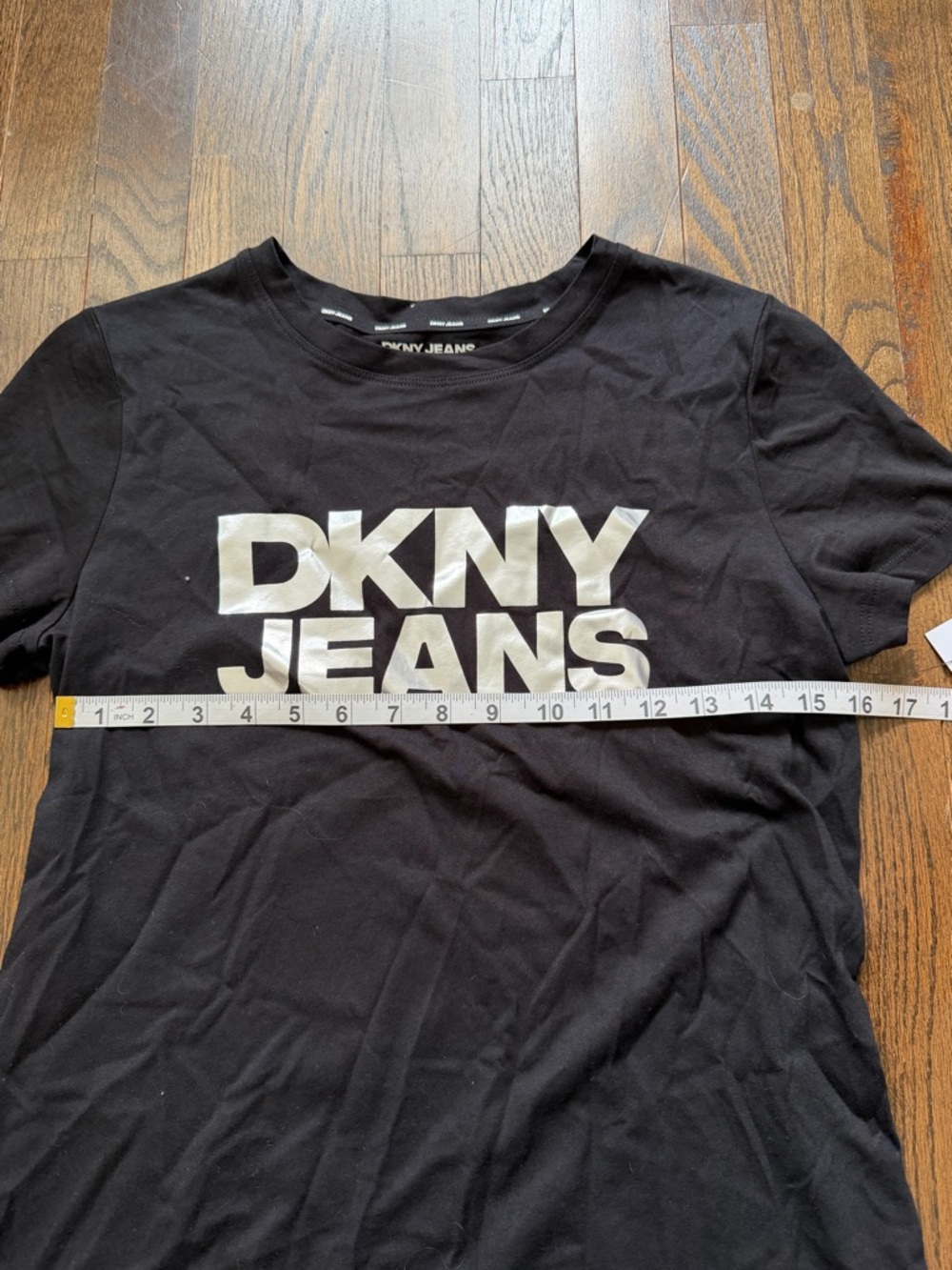 DKNY Jeans Black Short Sleeve Logo Tee with White Print - Picture 3 of 5